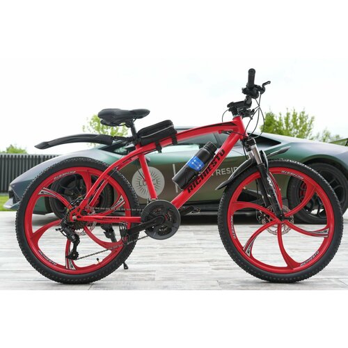 Велосипед горный RICHIESTO 24 колёса Алюминиевые кованные литые диски Детский Подростковый Спортивный красный 26500₽