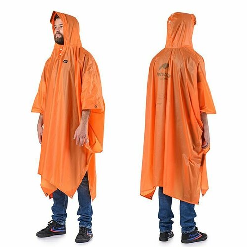 Пончо-дождевик Naturehike 20D нейлон с функцией тента SuperLight оранжевое 3950₽