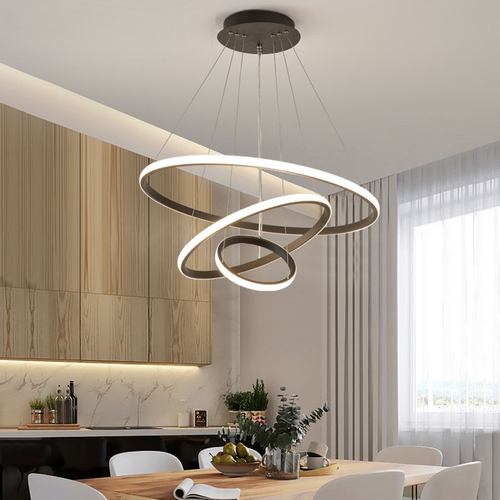 Люстра подвесная светодиодная, для всех видов потолков, 3 режима свечения, черная