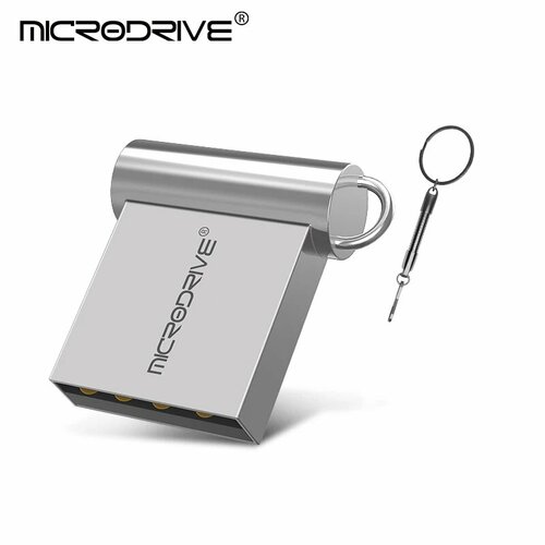 MicroDrive мини USB флешка 8/16/32/64 ГБ, Серебристый, 16 Гб