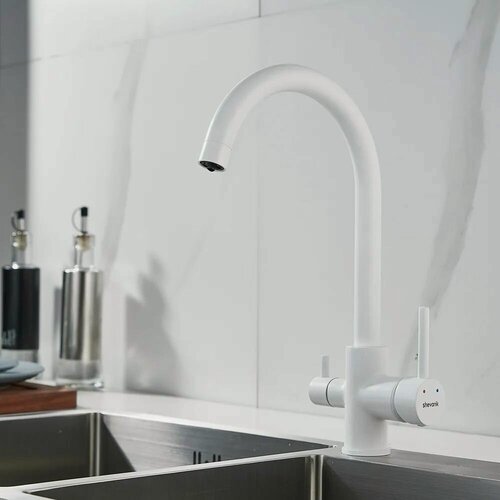 Изображение товара Смеситель для кухни с подключением фильтра Shevanik S128С, белый