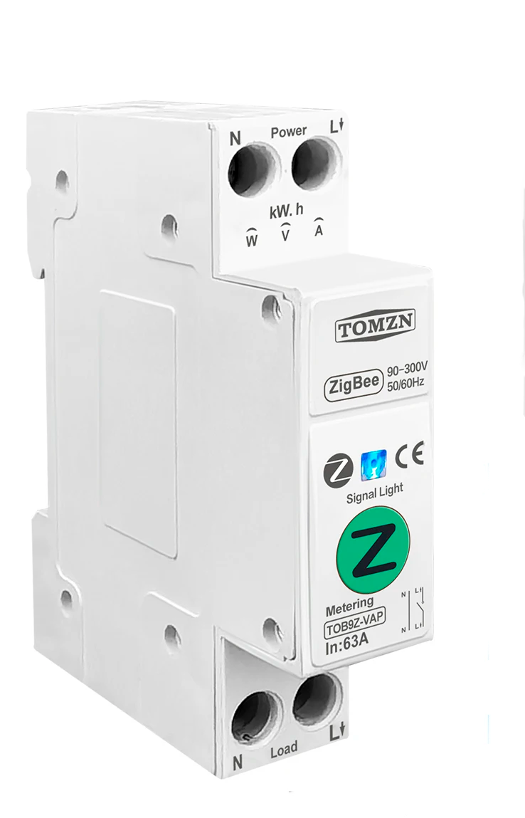 фото ZigBee реле TOMZN TOB9Z-VAP на DIN рейку / Счётчик электроэнергии, циклический таймер, защита по напряжению и току / Управление через Tuya, SmartLife или Digma Smart
