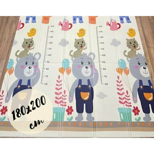 Коврик детский для ползания 180x200x09 см складной развивающий двусторонний термоковрик на пол для детей новорожденных 1990₽