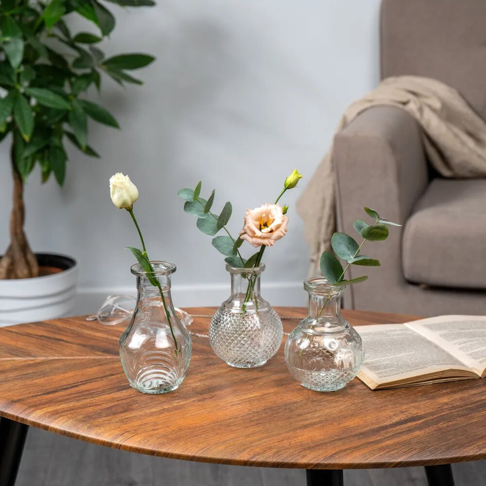 фото Набор прозрачных стеклянных ваз "Цветовик" 12см, 3 штуки в наборе