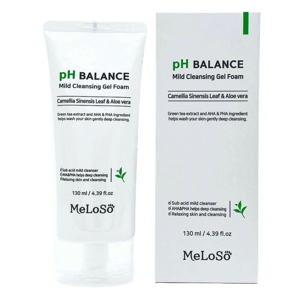 MeLoSo Очищающая пенка для лица с экстрактом камелии и алоэ  pH Balance Mild Cleansing Gel Foam 130 мл