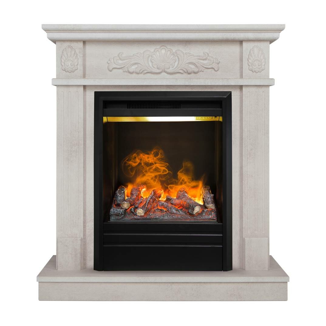 Камин RealFlame "Adelaida" WT, напольный, с очагом Olympic 3D, пульт ДУ, 40м³, 1.5кВт