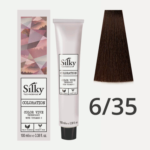 Изображение товара Краска для волос профессиональная Silky Color Vive/Ultralift 6/35 Темный русый Кофейный, 100 мл