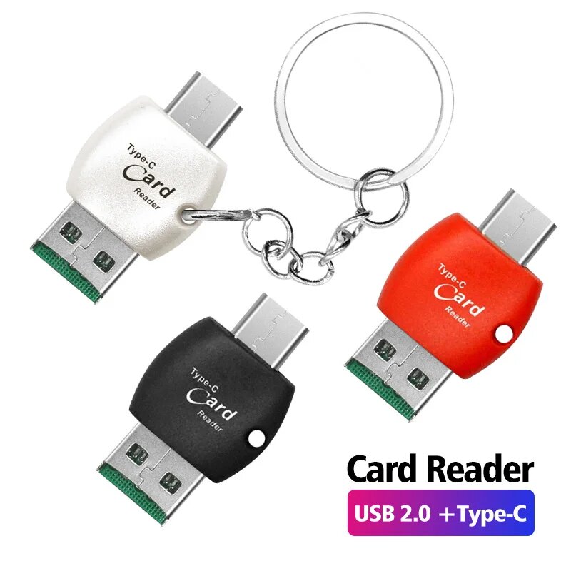 Картинки ANMONE 2 в 1 Type-C USB OTG Card Reader для Xiaomi Redmi Note 8 9 10 Pro USB C TF Mempry Card Reader Адаптер для ноутбука Аксессуары для ПК white