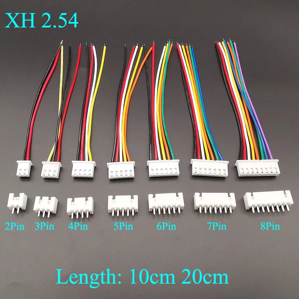 Комплект разъемов XH 2.54 JST 2/3/4/5/6/7/8 pin 10/20 см 26AWG, 5Sets 2Pin, 200mm Lenght