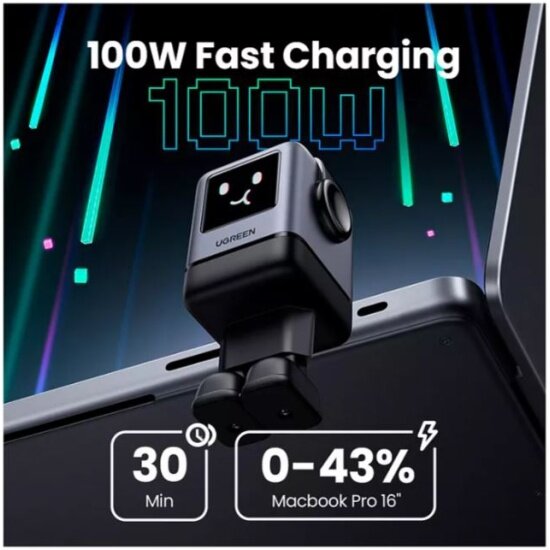 Сетевое зарядное устройство Ugreen X688 (45515B) UNO 100Вт 4-Port GaN USB-A+3*USB-C Fast Charger, серый — фото 1