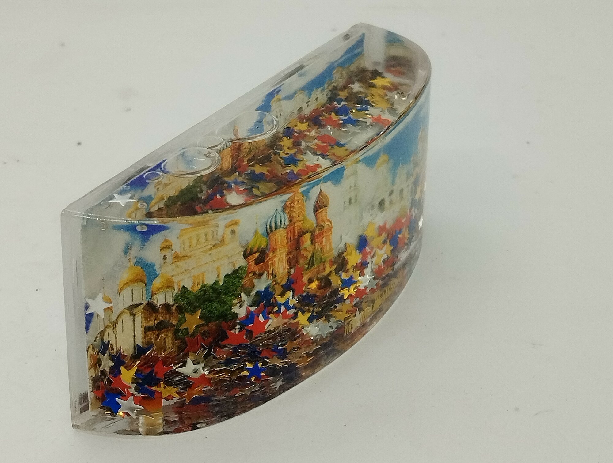 Магнит "Москва", полусфера с блестками — фото 1