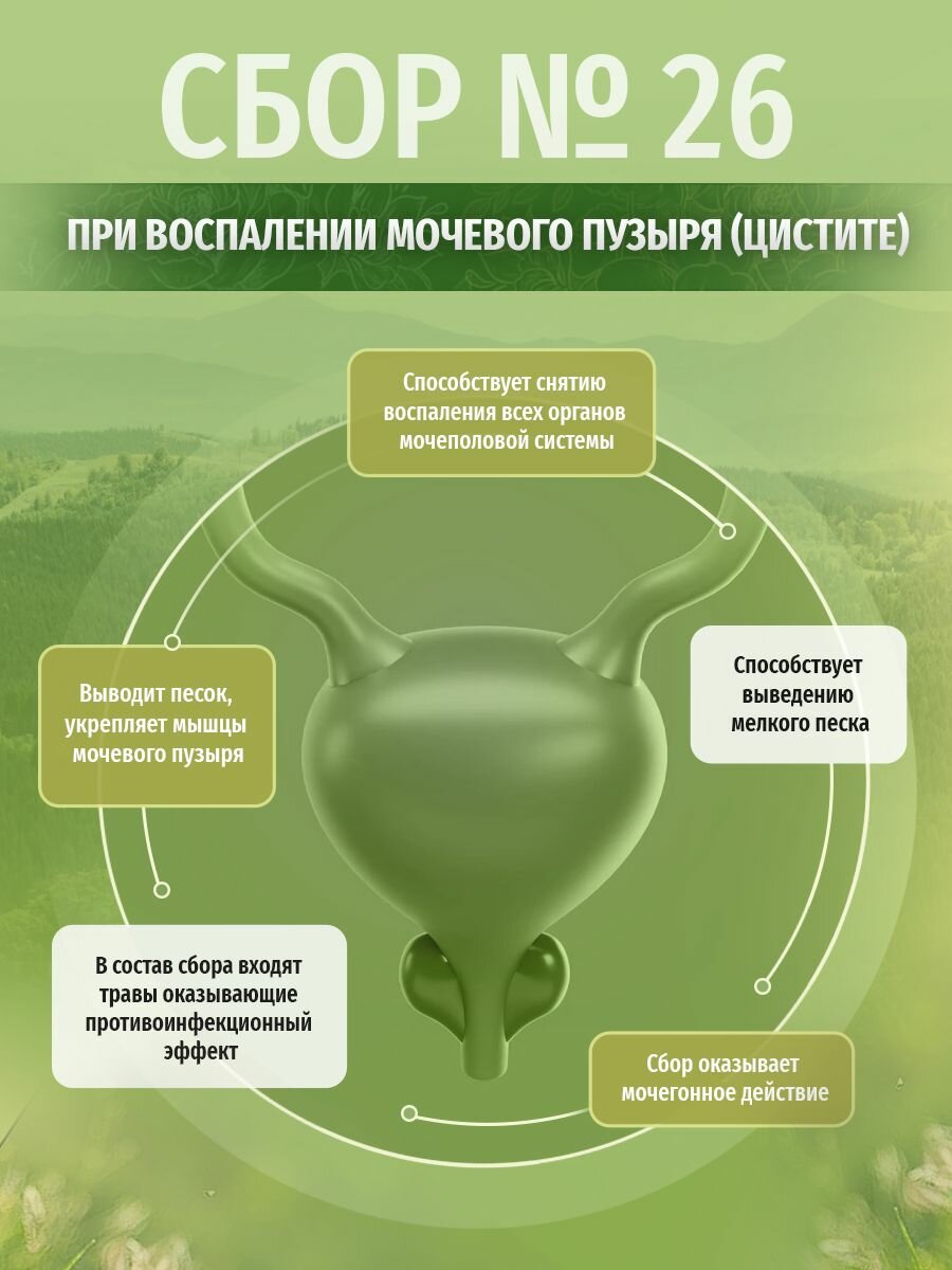 Картинки Травы Кавказа Сбор № 26 при воспалении мочевого пузыря (цистите), 200 гр.