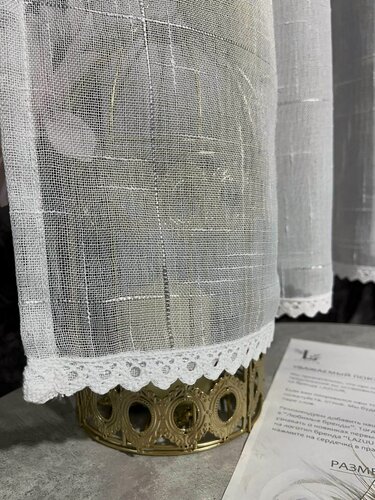 Изображение товара Тюль для кухни под лен с кружевом 270х130