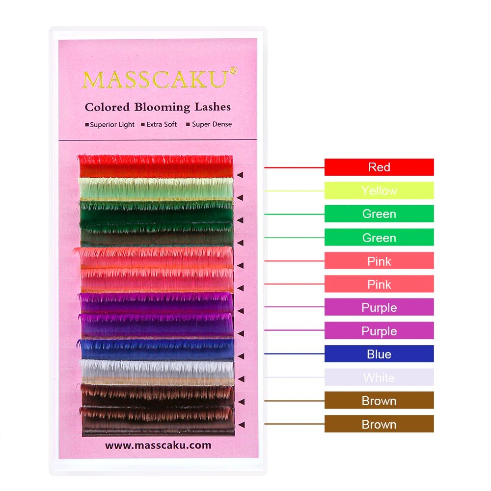MASSCAKU Ресницы C-изгиб, 12 мм, радужный Mix color
