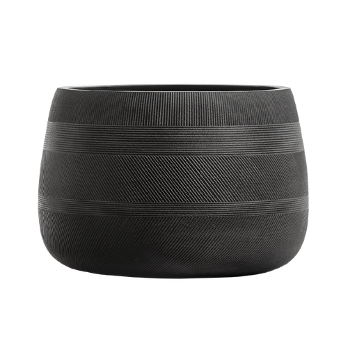 Кашпо TREEZ ERGO Graphics Низкая чаша Чёрный графит в-20 см, д-29 см