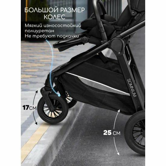 Картинки Прогулочная коляска Amarobaby с реверсивным блоком Somnium, чёрный