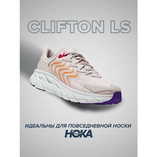 фото Кроссовки hoka one one clifton ls, полнота d, размер 45.5 ru, розовый/оранжевый