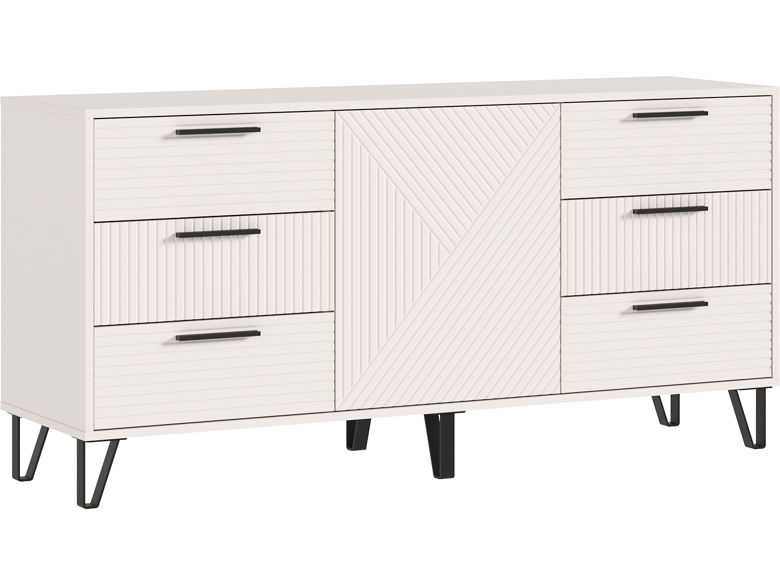 Комод МДМ Флэш, ЛДСП, МДФ, 6 выдвижных ящиков, 60х150х42 см, цвет Кашемир