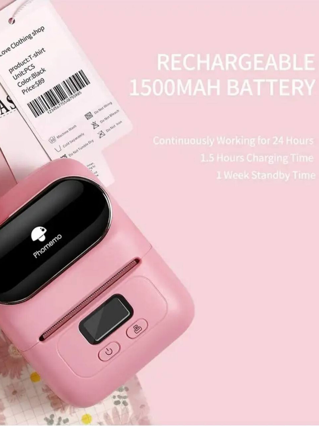 Принтер этикеток Phomemo M110, портативный термопринтер Bluetooth для штрих-кодов
