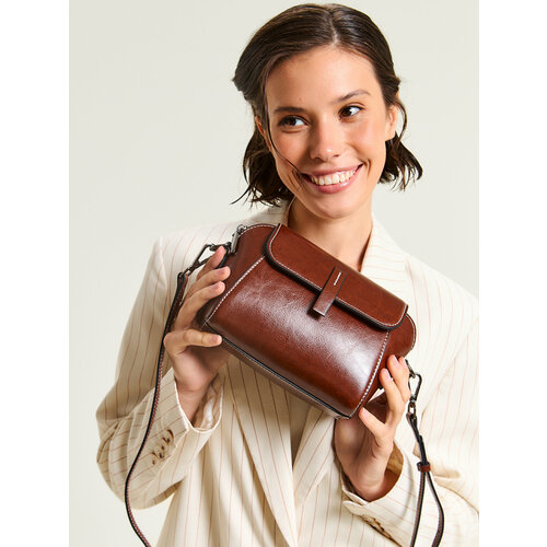 Сумка кросс-боди MIXTON, 2 шт, фактура зернистая, гладкая, кофе