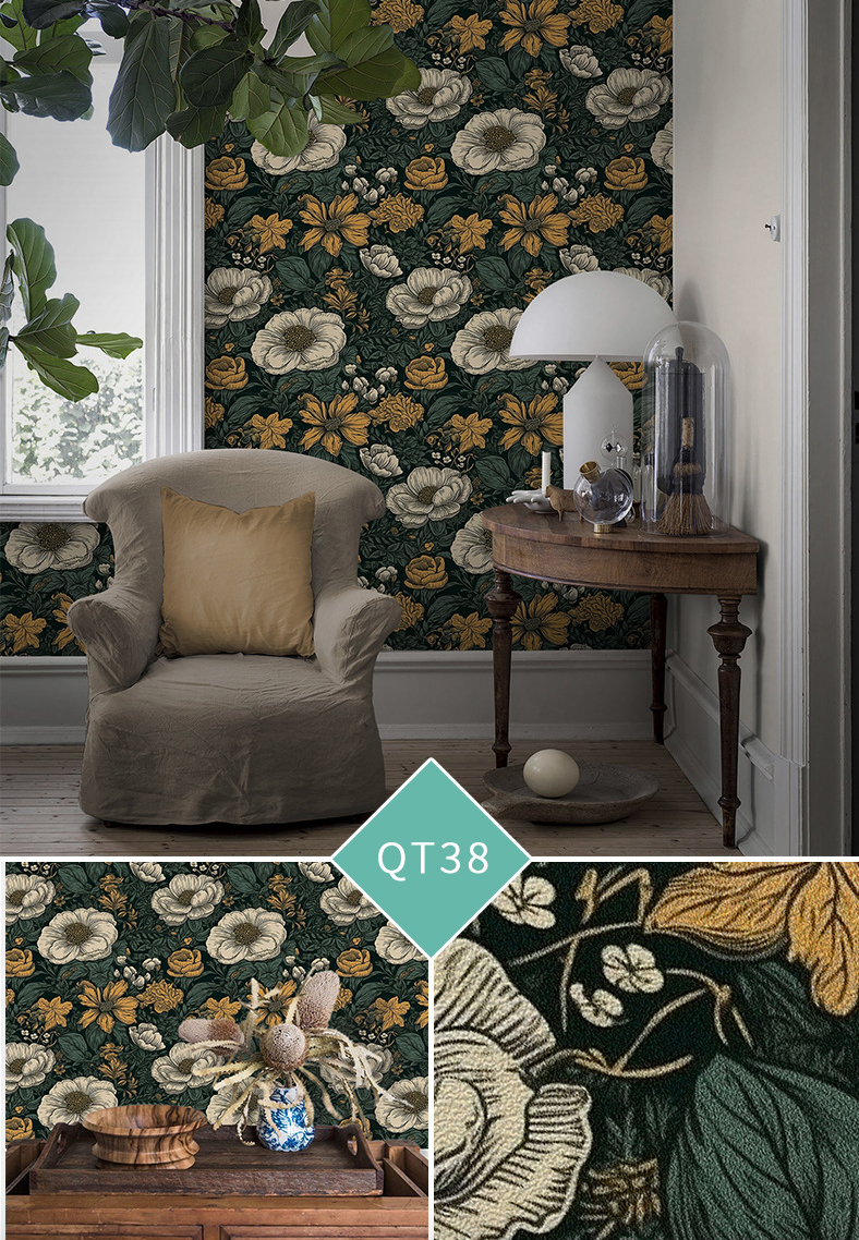 Обои Meiji QT38, ПВХ, водонепроницаемые, влагостойкие, бесшовные, матовые