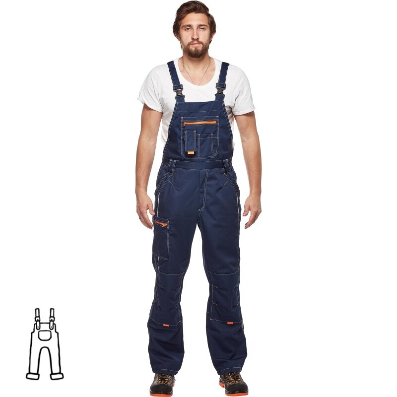 Полукомбинезон рабочий КНР мужской л34-ПК темно-синий васильковый размер 44-46 рост 170-176 см