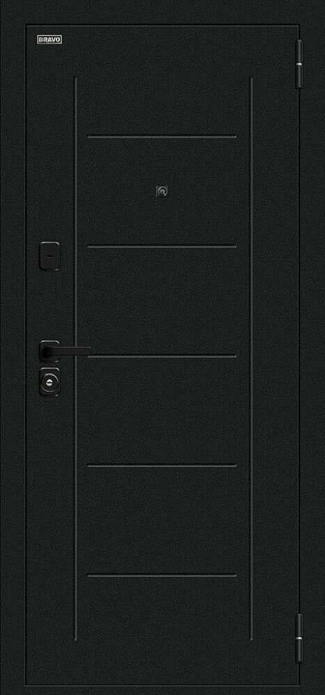 Входная Дверь Bravo Борн/SBlack Букле черное/Bianco Melinga 860x2050мм Правое Открывание / Браво.