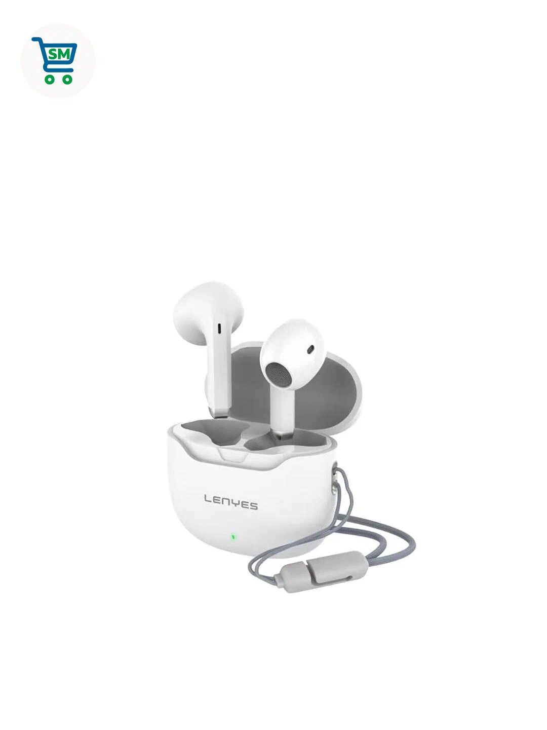 Беспроводные наушники LENYES AIR 4S белые: Bluetooth 5.0, быстрая зарядка, современные AirPods для спорта и музыки.