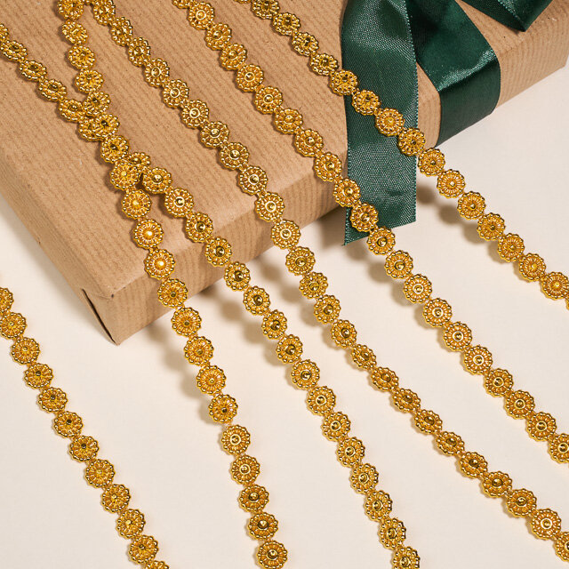 Бусы на елку Vintage Lace - Gold 270 см пластиковые