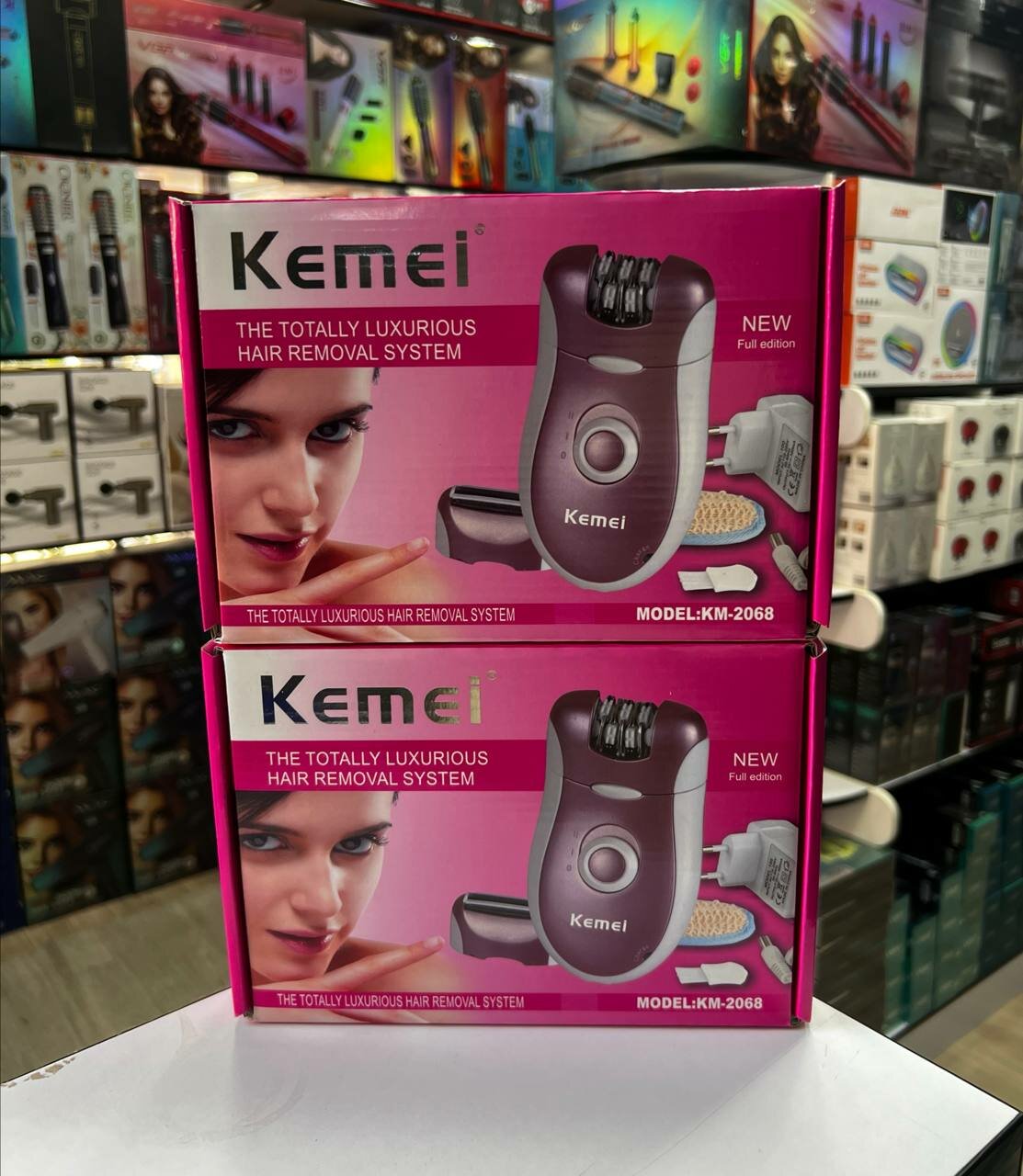 Эпилятор Kemei КМ-2068, женский, для тела, подмышечных впадин, зоны бикини, розовый