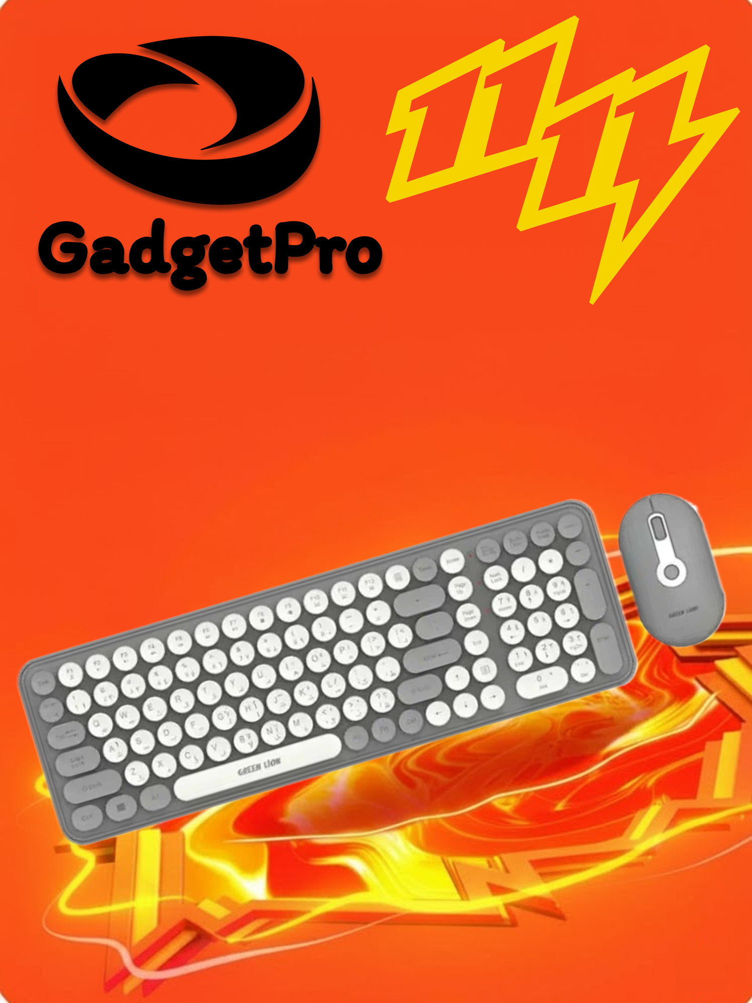 Беспроводной комплект клавиатура и мышь Green Lion GKM-300, 800–1600 DPI, 10 м, mini USB, серый