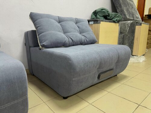 Изображение товара Кресло кровать раскладное, велюр серый, 90х190, подушка однотонная