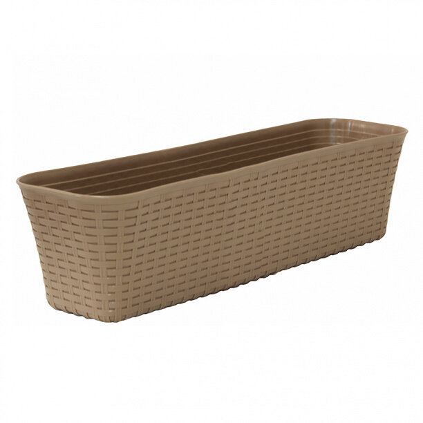 Балконный ящик пластиковый бежевый 60 см Ротанг IDEA