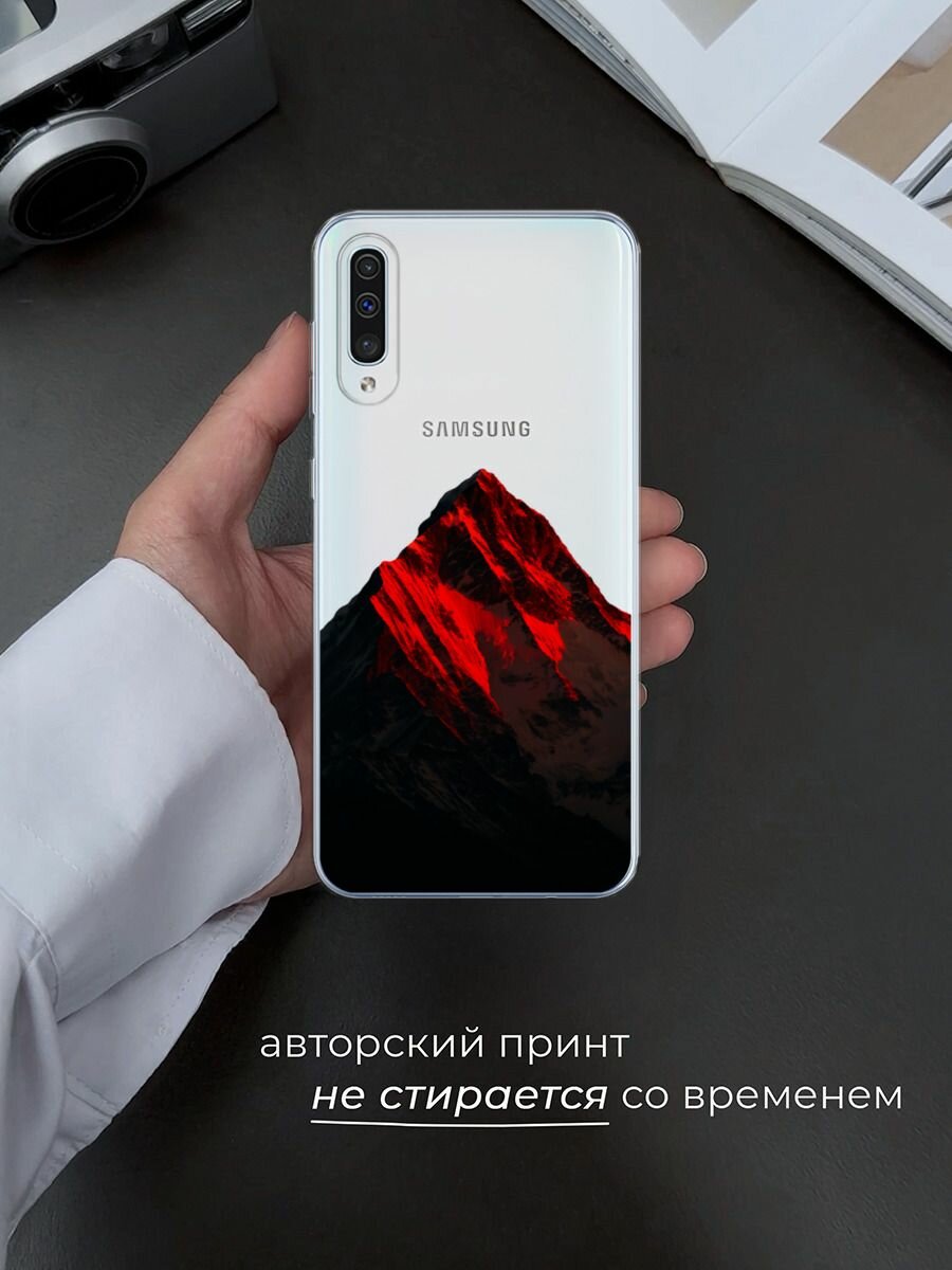 Чехол на Samsung Galaxy A50/A30s / Самсунг Галакси A50/A30s с принтом Красная гора 2, прозрачный — фото 1