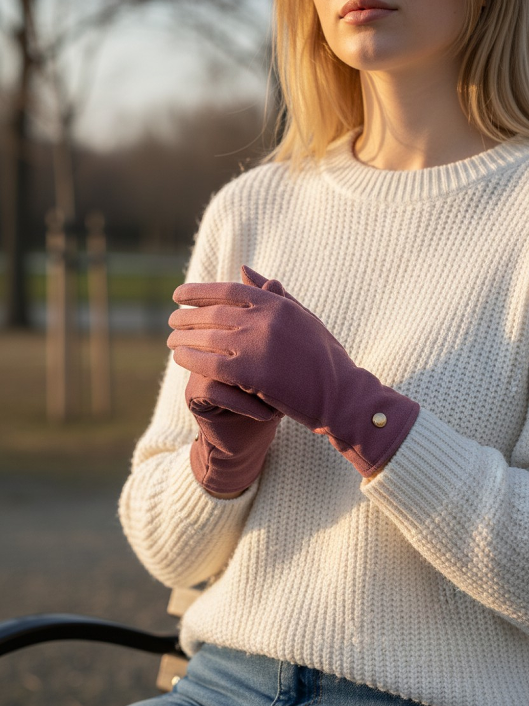 Перчатки  для женщин, размер 16.5, фуксия — фото 1