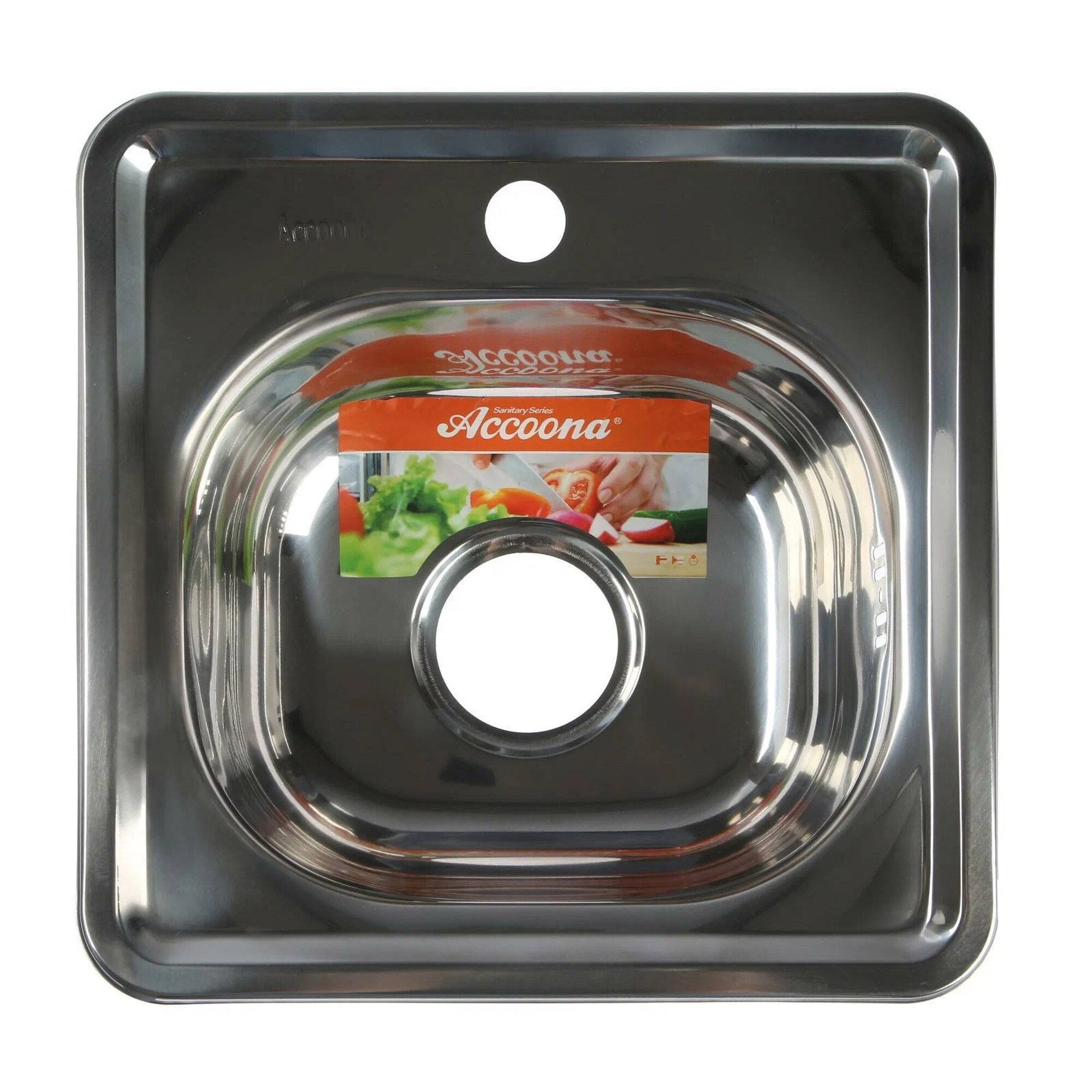 Мойка кухонная Accoona AB3838 врезная толщина 0.6 мм 380×380×165 мм глянец