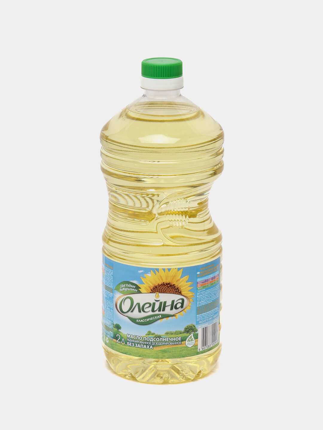 Масло подсолнечное Олейна "Рафинированное", 2 л, для жарки, фритюра и салатов — фото 1