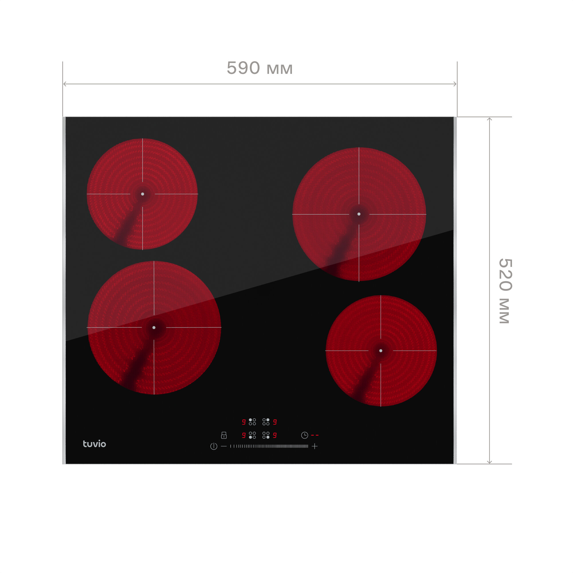 Электрическая варочная панель Tuvio HRS81HBB1 с металлическим обрамлением - фотография № 6