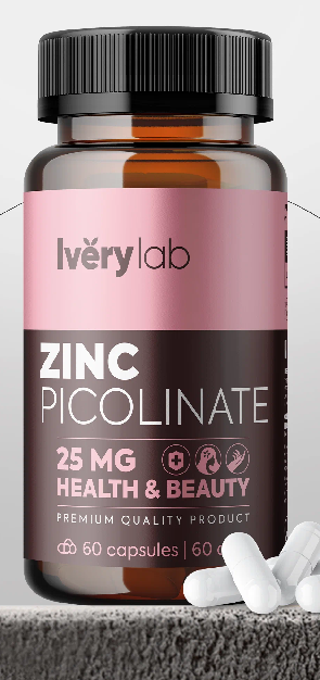 Zinc Picolinate Iverylab витамины цинк пиколинат 25 мг Zinc БАД для здоровья женщин и мужчин