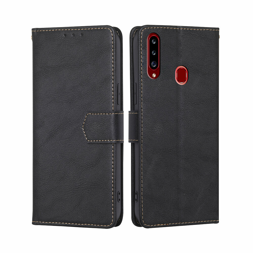 фото Чехол-книжка MyPads для Samsung Galaxy A20s (SM-A207F) / Самсунг А20s телячья кожа (черный)