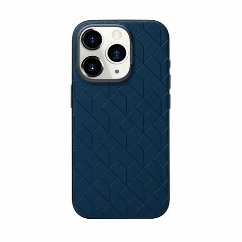 Чехол кожаный для iPhone 15 Pro Max (6.7") Bucksuiti SNAP Geo синий