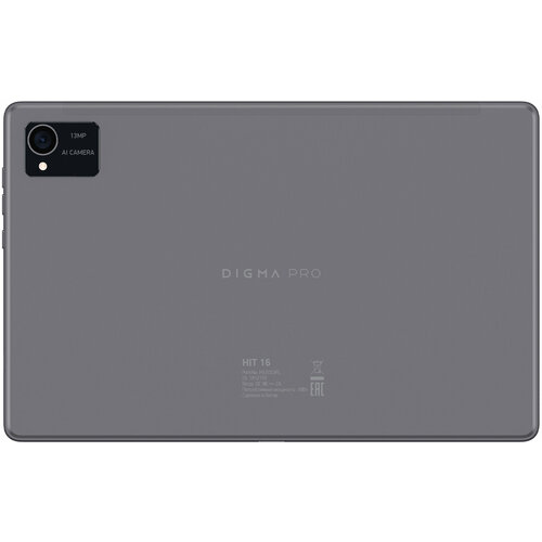 Планшет Digma Pro HIT 16 T616 20 8C RAM8Gb ROM128Gb 104 IPS 2000x1200 3G 4G Android 13 серый 13Mpix 5Mpix BT GPS WiFi Touch microSD 1Tb 7000mAh 2170500₽