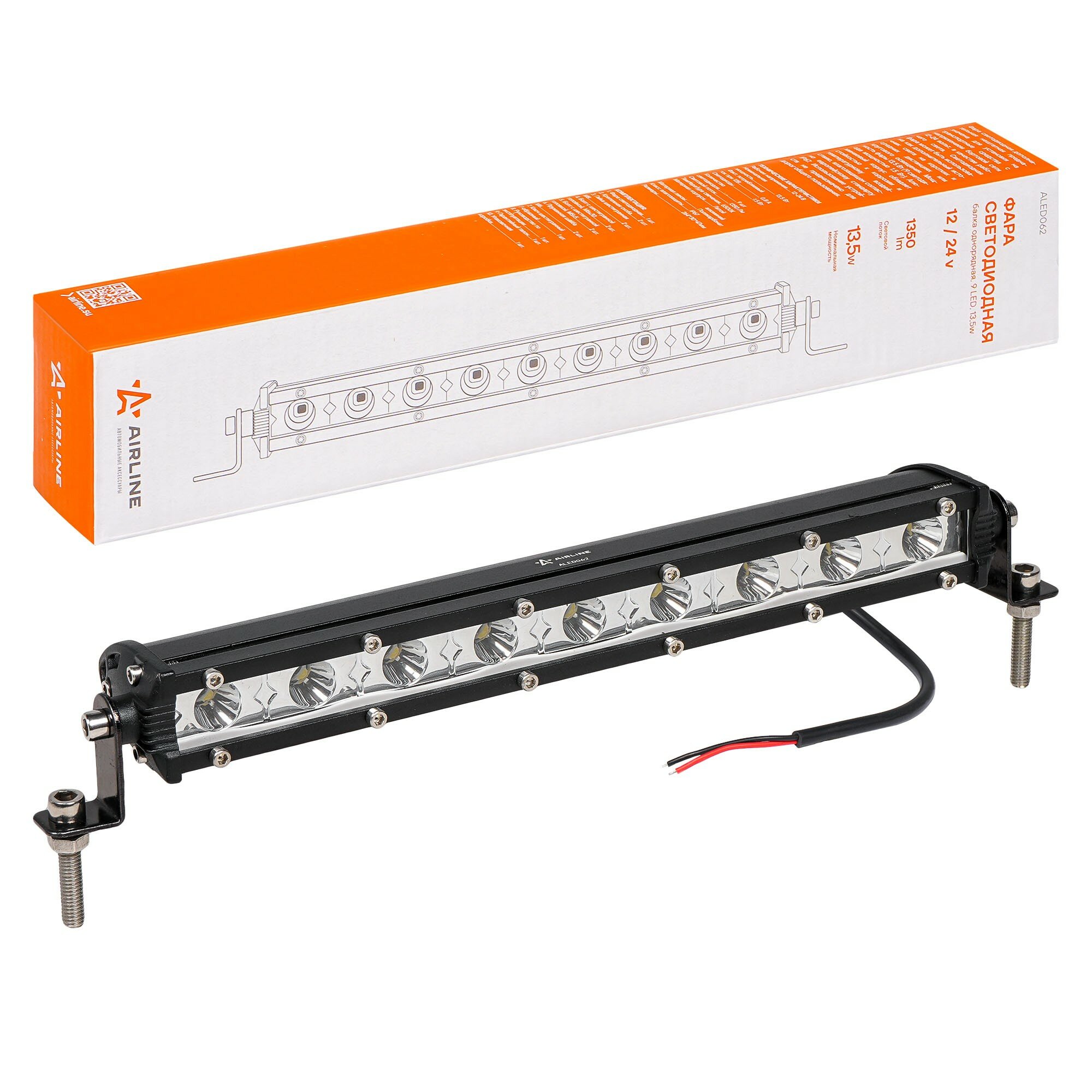 Фара светодиодная балка 13,5W 264x30x47 9 LED направленный свет 12/24V (AIRLINE)