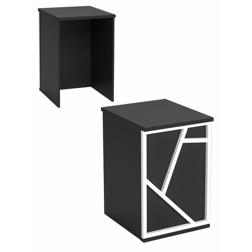 Ресепшен - стол серии лофт - альфа №2 (декор №2) чёрный + белый