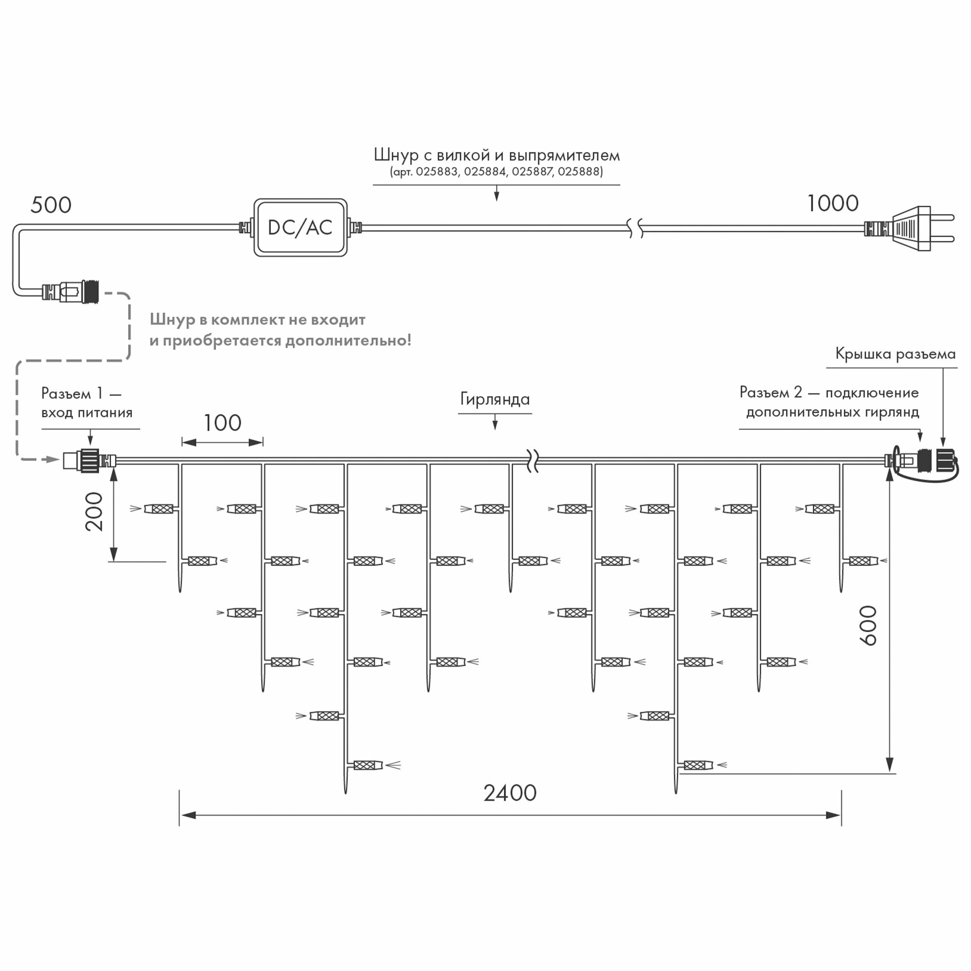 2,4*0,6м. Уличная гирлянда бахрома холодный свет Ardecoled 230V ARD-Edge-Classic-2400X600-Clear-88Led-Pulse White 034918 - фото №7