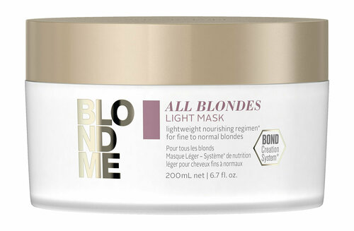 Маска для тонких волос всех типов блонд с комплексом протеинов шелка тутового дерева Schwarzkopf Professional BlondMe All Blondes Light Mask