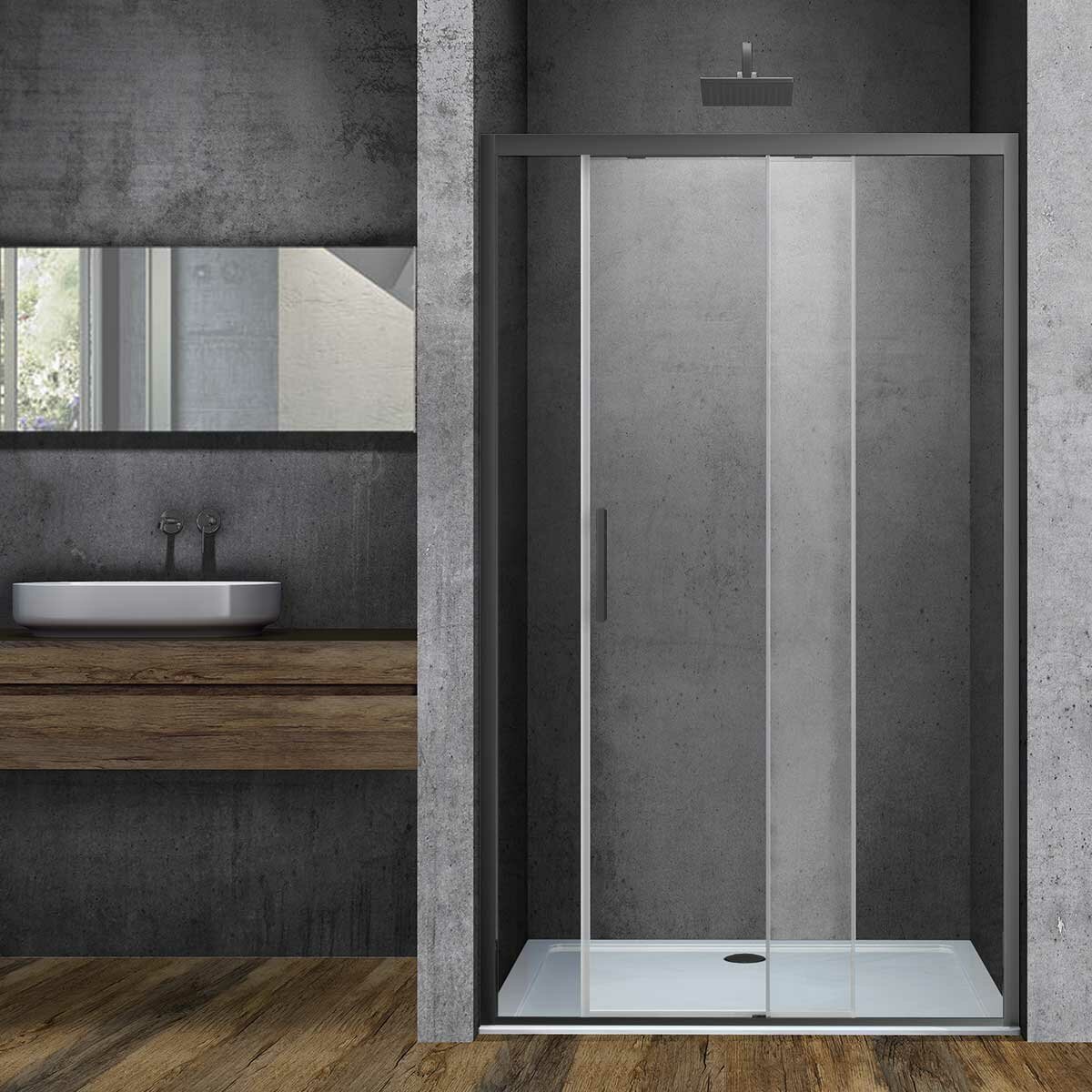 Душевая дверь в нишу Vincea Soft 110x195 VDS-3SO110CLGM стекло прозрачное, профиль вороненая сталь