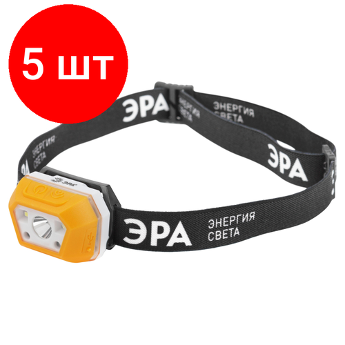фото Комплект 5 штук, фонарь налобный эра ga-810 практик 3вт сенсорный, usb, аккум. б0052318