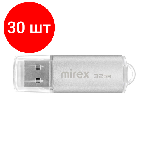 флешка mirex 32gb 13600 fmuswt32 Комплект 30 штук, Флеш-память Mirex USB UNIT SILVER 32Gb (13600-FMUUSI32 )