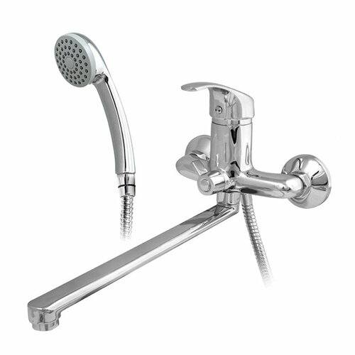 Микс ЭНД фикс 1007 Смеситель для ванны Зетта одноручный с L- изл 350мм и аксес. (картридж d=40мм)